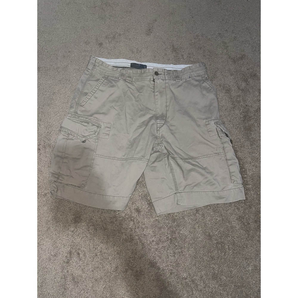 Vtg Polo by Ralph Lauren Cargo Shorts Mens 38 Beige Pockets Utility Casual